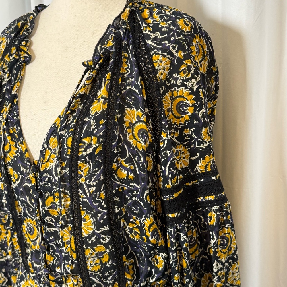 Veronica Beard Ida Silk Floral Mini Dress Ruffle Boho Womens 8 - Picture 9 of 15